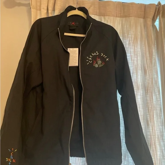 Nike Black Jacket with Red Flame Graphic